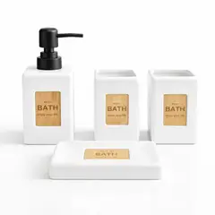 COLETTE - Set de Accesorios de Baño 4 Piezas Cerámica Bicolor Burbujas