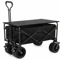 GENERICO - Carro Plegable Multiuso Arrastre Compras Camping tapa mesa 150kg Color Negro