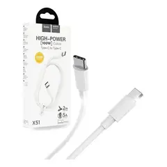 COMPUTECH - Cable Hoco X51 Data Tipo C A Tipo C 100w 1m Blanco