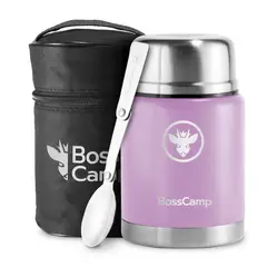 BOSSCAMP - Termo Comida 500 ml Acero Inox Bolso Cuchara Lila