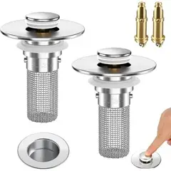 MOVI - Pack 2 Filtros Drenaje Baño y Cocina + Tapón – Evita Atascos