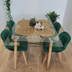 CORI CORI - Mesa Crox 140x80cms + 4 Sillas Mariposa Velvet