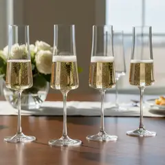 BOHEMIA SKYBERG CRYSTAL - SET 4 COPAS CHAMPAGNE TRENTO BOHEMIA, 210 ML