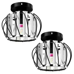 AIZO - Set de 2 Estructuras de Acento en Cristal y Metal Negro