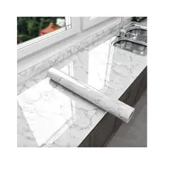 GENERICO - Papel Tapiz Adhesivo Mármol Impermeable Para Encimera Cajon 10m Blanco
