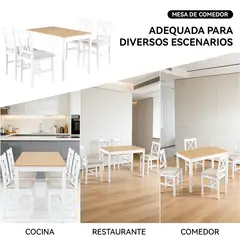 ELEMENT DESIGN - Juego de Comedor 4 Sillas Mesa Rectangular Moderno 108x73x56cm