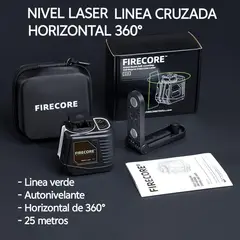 GENERICO - Nivel laser linea verde, 5 lineas, horizontal 360°. Incluye soporte Imantado y estuche.