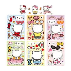 GENERICO - 6 Pegatinas Stickers Armable Rompecabezas cute
