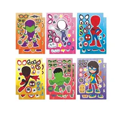 GENERICO - 6 Laminas Stickers Super Héroes Armable Pegatinas 21x15cm