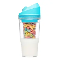 WAKESHOME - Vaso Portatil 2 en 1 Para Cereal , Leche o Yogur 250Ml Liquido