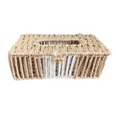 GENERICO - Servilletero Bambu Porta Pañuelo Madera Decorativo Tejido Bi