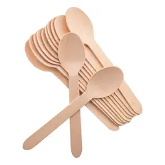 GENERICO - Cucharas De Madera Bambú Pack 100 unds Desechables Cuchara