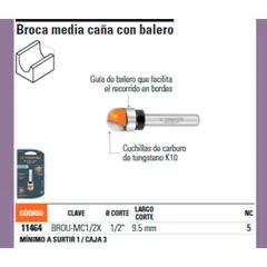 TRUPER - FRESA 11464 MEDIA CAÑA CON BALERO 1/2X3/8