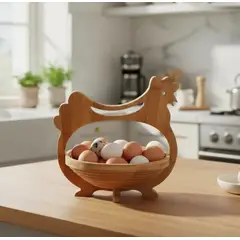 GENERICO - Organizador De Huevo Huevera De Madera 30x27x19 Cm