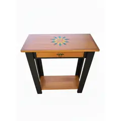 MARFELD MUEBLES - MESA DE ARRIMO CAFE NEGRO CON GRABADO RESINA MANDALA