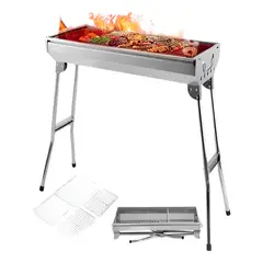 AFVENTURA - Parrilla De Carbón Portatil Plegable De Acero Inoxidable