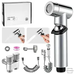 LEFORGE BAIN - Ducha Bidet Arabe Acero Inoxidable Set Llave Wc Baño Inodoro Plateado