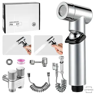 LEFORGE BAIN - Ducha Bidet Arabe Acero Inoxidable Set Llave Wc Baño Inodoro Plateado