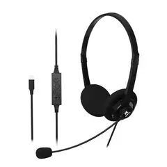 XTECH - XTH-245, Audífonos USB-C para Conferencias, Micrófono ENC, Control en Línea, Negro