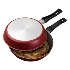 PANELUX - Sarten Antiadherente Doble Omeletera Tortillas 20cm Rojo