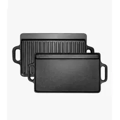 GENERICO - Plancha Churrasquera Reversible Fierro Fundido 50x23 Cm Negro