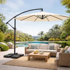 GENERICO - Quitasol Lateral Con Base Sombrilla Manivela 300 Cm