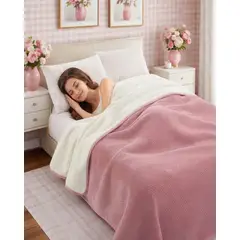 GENERICO - FRAZADA CON CHIPORRO ELEGANTE KING 230X250cm Rosa