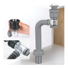 KUANGYE - Sifón Flexible Extensible Universal para Lavabo con Trampa Antiodor y Doble Conexión