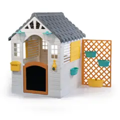 DOLU - Casa de juego blanca gris con valla 127 x140x107.5cm