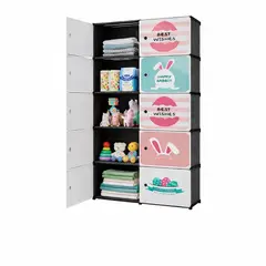 ACTUAL - Clóset Infantil de Tela Portátil Armario Modular para Niños con Estantes Multicapa