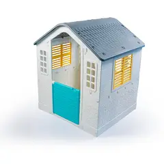 DOLU - Casa de juego blanca gris 109 x 95 x 87.5 cm