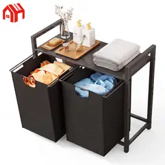 ANYHOGAR - Cesta De Ropa Sucia Cesto Organizador Con Estante Y 2 Bolsas