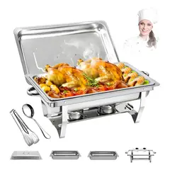 EVERSO - Chafer Buffet Plegable 11l De Acero Inoxidable Con Bandejas