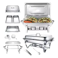 EVERSO - Chafer Buffet Plegable De Acero Inoxidable Con 2bandejas 11l