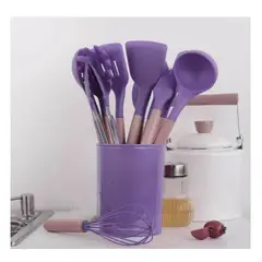 GENERICO - Set de Utensilios de Cocina de Silicona-Morado