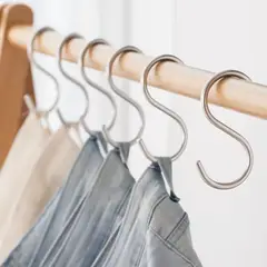 SANTU HOME & DECO - Set de 10 Ganchos en Forma de S Plateados 110x55mm