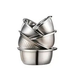 GENERICO - Set de Bowls de Acero Inoxidable Con Colador para Cocina Medida 22 24 26 28 28