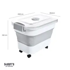 BUDDY'S PET SUPPLIES - Contenedor Alimento Plegable para Mascotas 30L Perros Gatos Kiosclub