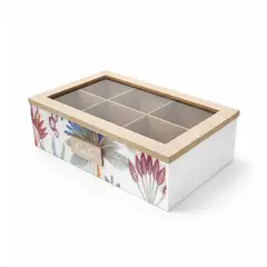 GENERICO - Caja Porta Té De Madera / Caja Té 6 Divisiones