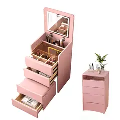 WUWAWDOGA - Tocador Moderno Iluminado Con Luz Espejo Y Cajon Con Taburete Rosa 48x40x120cm