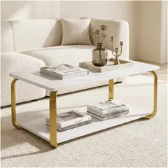 HOMER DESIGN - Mesa De Centro Moderna Minimalista 2 Niveles 100x48x43
