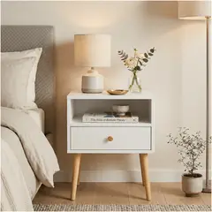 HOMER DESIGN - Velador Minimalista Moderno Con Cajón Home Design 60x40x30