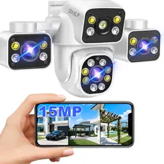 2NLF - 2nlf® 3 Lentes 15mp Cámara De Seguridad Exterior 3 Pantalla