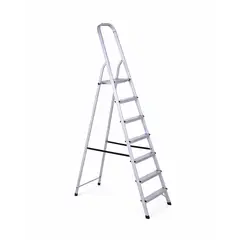 BOLTON - Escalera tijera aluminio 7 peldaños 210 m 120 kg con repisa