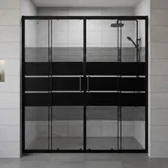 JOYTEK - Mampara Ajustable de Ducha Style 160-180 cm Líneas negras