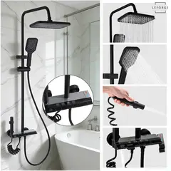 LEFORGE BAIN - Columna Ducha Moderna 4 Funciones Llave Boton Piano Leforge