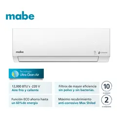 MABE - Aire Acondicionado Inverter Frío/Calor 12000 BTU Wifi Blanco MMI12HDBWCA32CH1