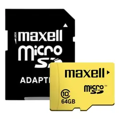 MAXELL - Tarjeta de Memoria MicroSD Clase 10 con Adaptador de 64GB