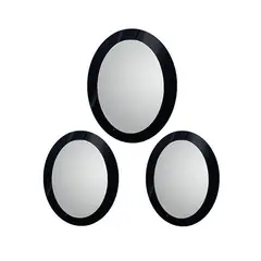 VGO - Espejo decorativo negro para colgar en Set de 3 ovalados