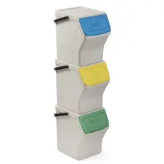 STERN - Set de 3 cubos de reciclaje modulares de 20 litros